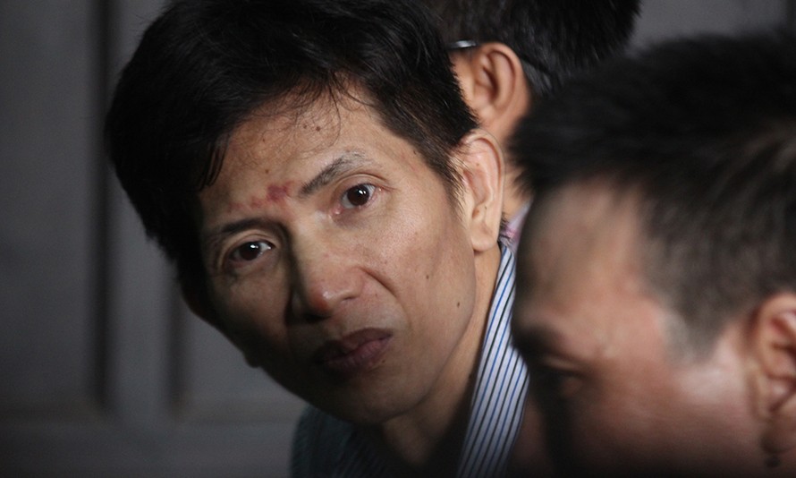 Huỳnh Tấn Thành tại phiên tòa ngày 8/8. Ảnh: Tân Châu.