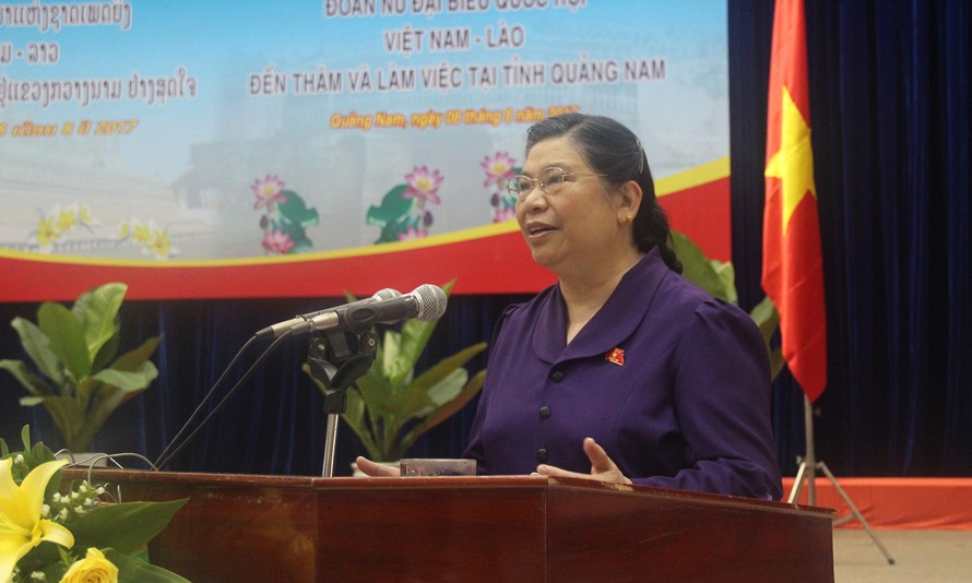 Phó Chủ tịch Quốc hội Tòng Thị Phóng phát biểu tại buổi làm việc.
