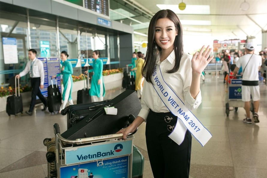 Hoa hậu Mỹ Linh rời Việt Nam, bắt đầu chinh phục Miss World 2017