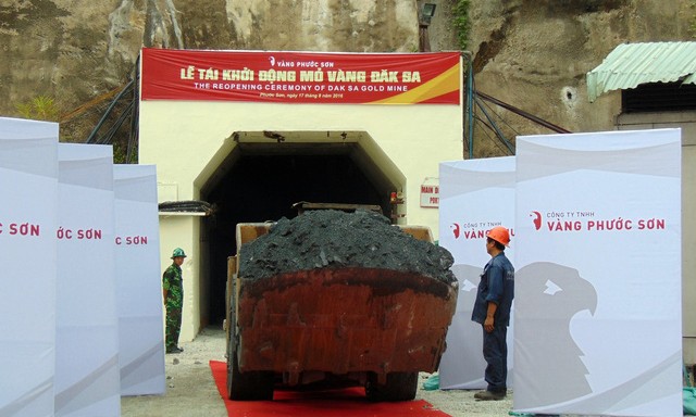 Mỏ vàng Đăk Sa của Cty vàng Phước Sơn đưa vào khai thác trở lại hồi tháng 8/2016. Ảnh CTV.