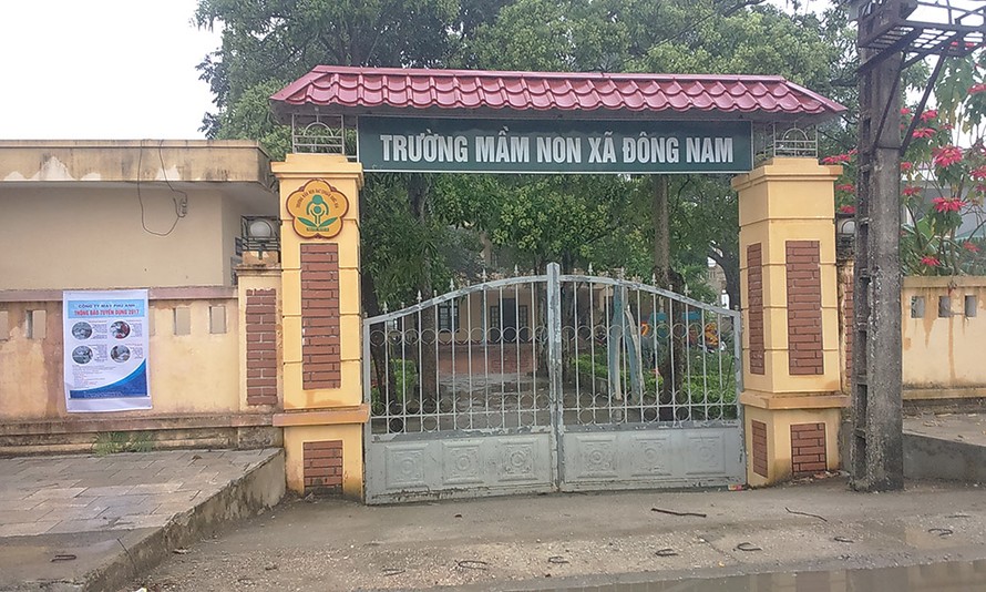 Trường mầm non xã Đông Nam, huyện Đông Sơn (Thanh Hóa) - nơi xảy ra vụ việc giáo viên, nhân nhân hợp đồng đang bị nợ lương - Ảnh: Hoàng Lam.