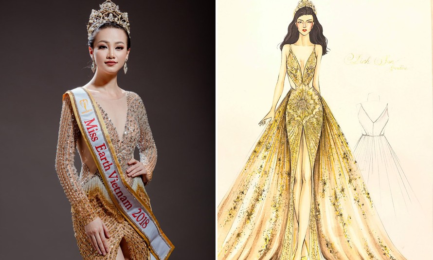Phương Khánh mặc váy dạ hội lấy ý tưởng 'nữ thần mặt trời' trong chung kết Miss Earth tối nay!