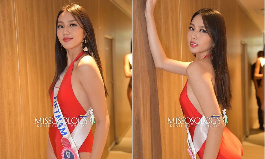 Thùy Tiên khoe dáng quyến rũ thi bikini Hoa hậu Quốc tế 2018.
