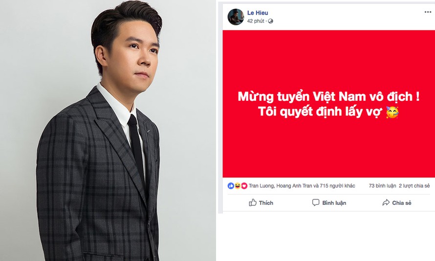 Mừng Việt Nam vô địch AFF Cup, Lê Hiếu tuyên bố gây sốc: “Tôi sẽ lấy vợ“.