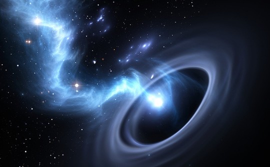 Lỗ đen vũ trụ không "ăn" mất vật chất mà sẽ phun nó trở lại không gian thông qua bản sao đối lập là lỗ trắng - ảnh: LIVE SCIENCE.