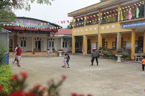 Trường Mầm non Vạn Thọ hiện có 240 học sinh với 9 lớp và 20 giáo viên - Ảnh: Vietnamnet.