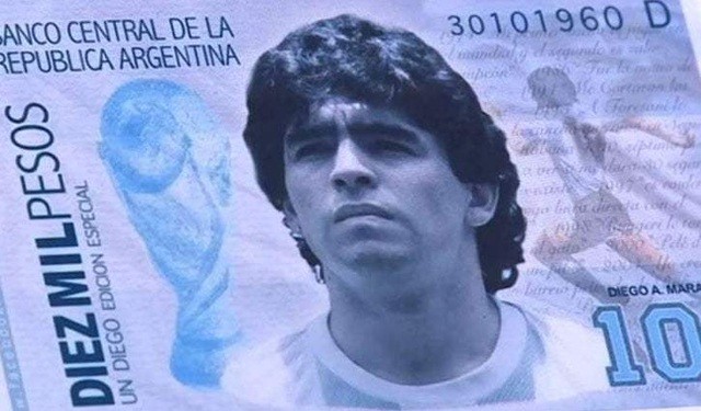 Hình ảnh Maradona có thể sẽ được in trên tờ tiền của Argentina.