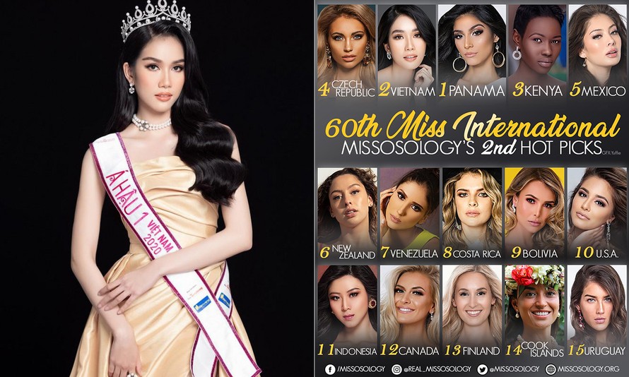 Á hậu Phương Anh được Missosology dự đoán giành ngôi Á hậu 1 Miss International 2021.