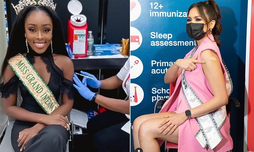 Hoa hậu Hoàn vũ và Hoa hậu Hoà bình quốc tế cùng tiêm vắc-xin để thực hiện nghĩa vụ