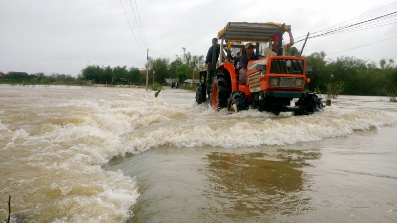 Bình Định: Nước lũ nhấn chìm vùng hạ lưu sông Côn 