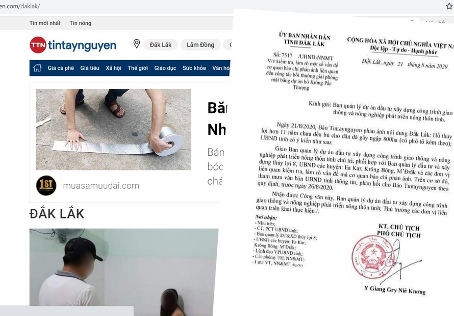 UBND tỉnh Đắk Lắk phản hồi trang tin điện tử dẫn nguồn nội dung từ các báo khác