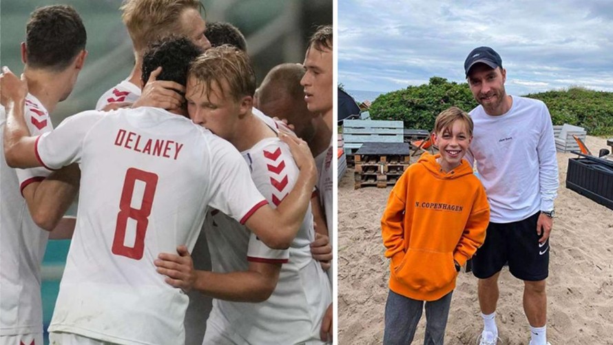 'Bệnh binh' Eriksen xuất hiện ở bãi biển ngày Đan Mạch vào bán kết EURO