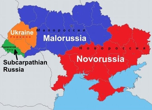 Bản đồ liên minh "nhà nước" Donetsk và Lugansk mang tên Novorussia do lãnh đạo hai nước Cộng hòa tự xưng tuyên bố.