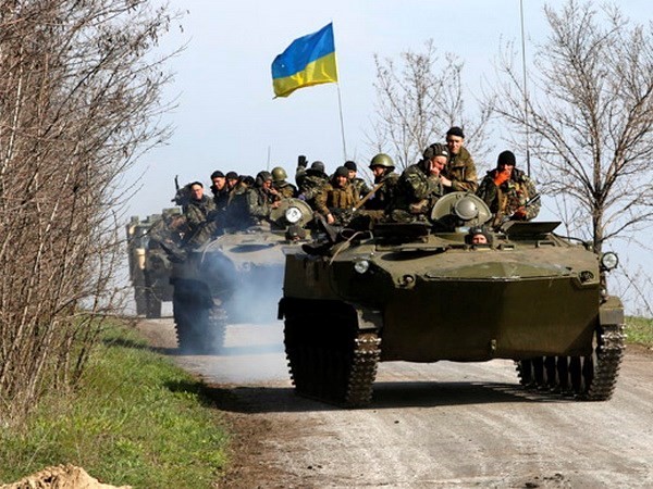 Xe tăng quân đội Ukraine ở Kramatorsk, miền Đông Ukraine. (Nguồn: Reuters).