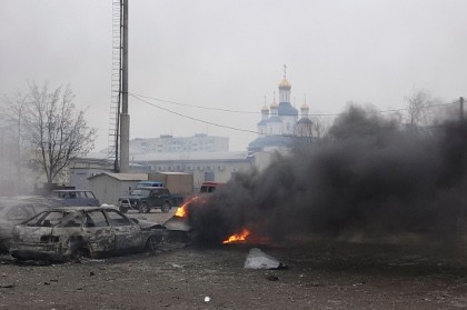 Hiện trường vụ pháo kích vào Mariupol sáng ngày 24/1