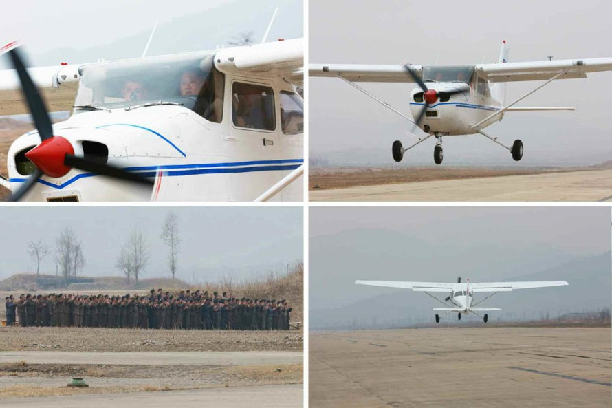 [ẢNH] Ông Kim Jong-un thử nghiệm máy bay nội địa