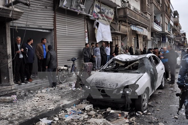 Hiện trường một vụ đánh bom tại Syria. (Nguồn:AFP/TTXVN)
