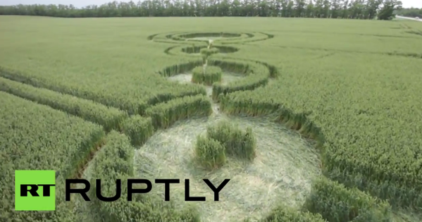 Vòng tròn khổng lồ xuất hiện trên cánh đồng ở Nga