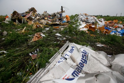 Hiện trường vụ tai nạn của chiếc máy bay hành khách mang số hiệu MH17 của Malaysia
