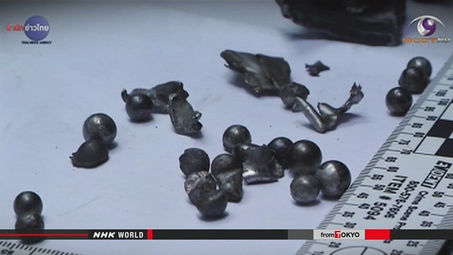 Nhiều viên bi kim loại được tìm thấy trong thi thể nạn nhân vụ khủng bố tại Bangkok hôm 17/8. Ảnh: NHK