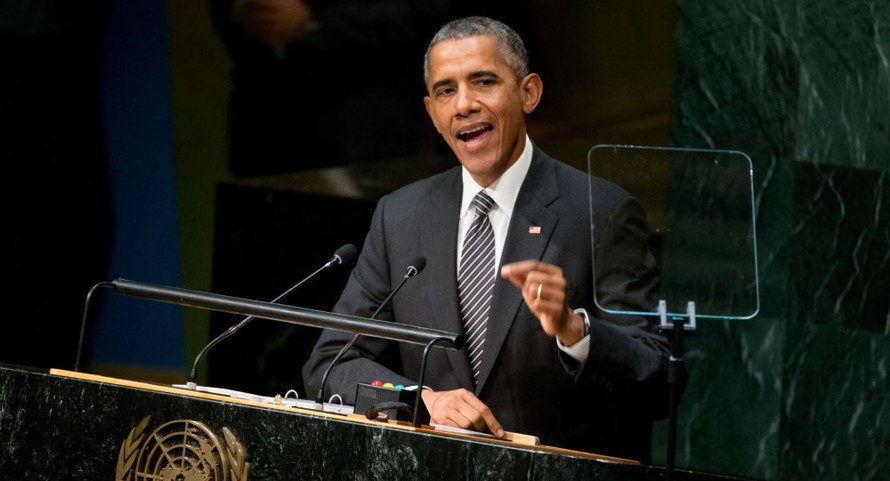Tổng thống Mỹ Barack Obama phát biểu trước Đại Hội đồng Liên Hợp Quốc hôm 28/9 tại New York. Ảnh: AP