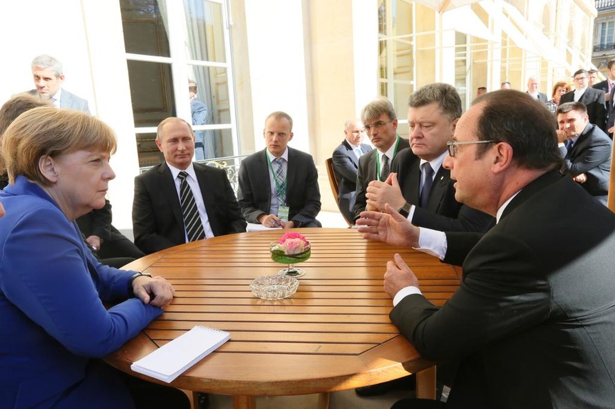 Nguyên thủ bốn nước Nga, Đức, Ukraine và Pháp ngày hôm nay đã có mặt tại thủ đô Paris để bàn về tình hình Ukraine. Ảnh: AP