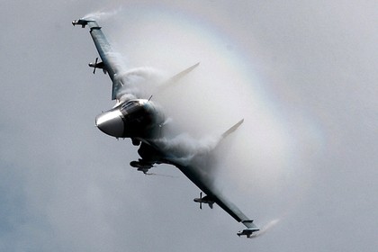 Tiêm kích-ném bom Su-34 sử dụng tên lửa không-đối-đất Kh-29L trong các cuộc không kích ở Syria. Ảnh: RIA Novosti