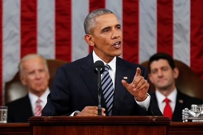 Tổng thống Mỹ Barack Obama tại buổi đọc Thông điệp Liên bang lần thứ 7. Ảnh: AP