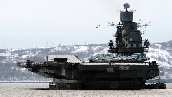 Tàu sân bay duy nhất của Hải quân Nga hiện nay mang tên Đô đốc Kuznetsov. Ảnh: RIA Novosti