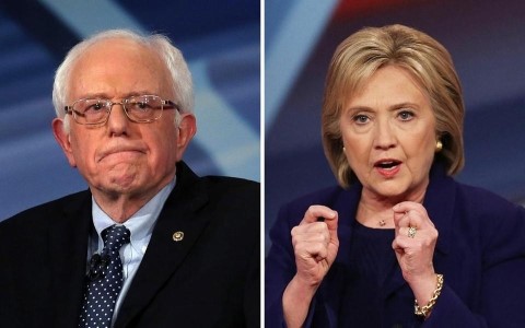 Ông Sanders và bà Clinton vẫn đang bám đuổi nhau rất quyết liệt. Ảnh AP