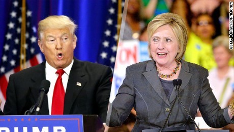 Hai ứng viên tổng thống Mỹ, tỷ phú Donald Trump (trái) và cựu ngoại trưởng Hillary Clinton. Ảnh: CNN 