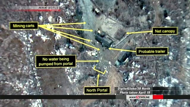 Hoạt động bất thường tại bãi thử hạt nhân Punggye-ri. Ảnh: NHK