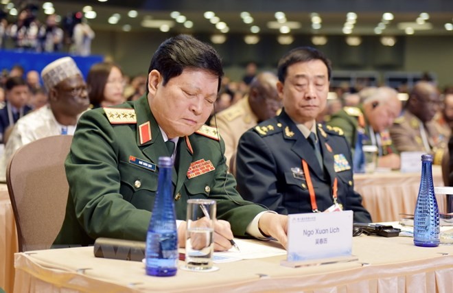Đại tướng, Bộ trưởng Quốc phòng Việt Nam Ngô Xuân Lịch tham dự Diễn đàn. (Ảnh: Lương Tuấn/TTXVN)