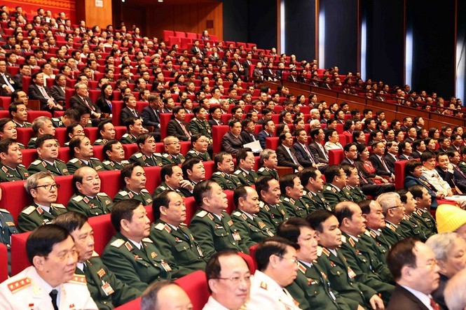 Đoàn đại biểu Đảng bộ Quân đội dự phiên khai mạc Đại hội. Ảnh: Như Ý