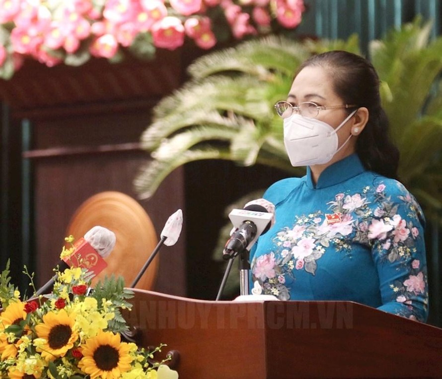 Chủ tịch HĐND TPHCM Nguyễn Thị Lệ phát biểu khai mạc kỳ họp