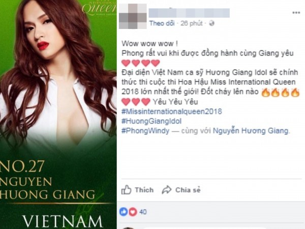 Hương Giang idol đại diện Việt Nam thi Hoa hậu Chuyển giới Quốc tế 