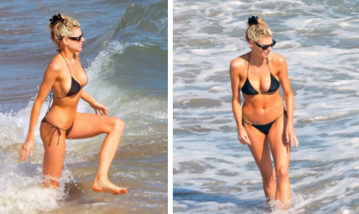 'Bom gợi cảm' Charlotte McKinney mặc bikini siêu bé, căng tràn sức sống ở biển