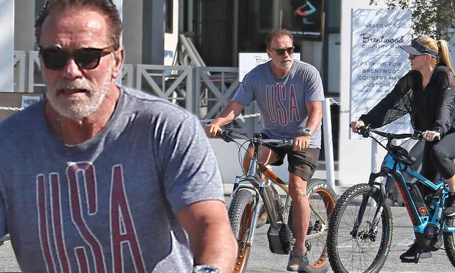 'Kẻ huỷ diệt' Arnold Schwarzenegger cùng bạn gái kém 27 tuổi đạp xe dạo phố