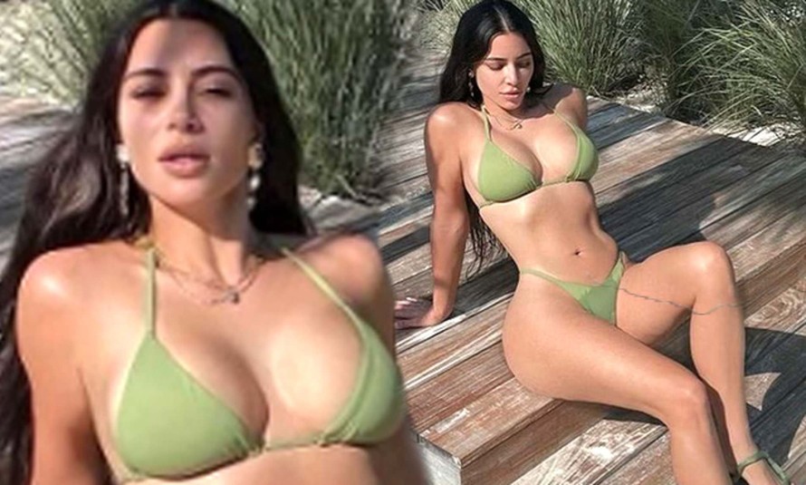 Kim Kardashian khoe ba vòng 'thiêu đốt' với bikini bé xíu