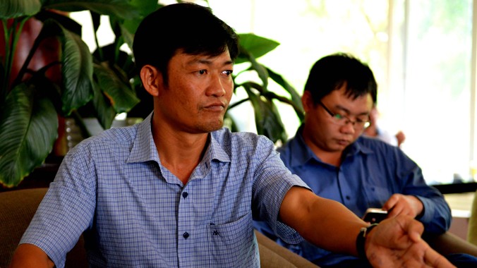 Thiếu tá Võ Ngọc Quang tại cuộc gặp mặt các nhà báo ngày 30/11 để phân trần.
