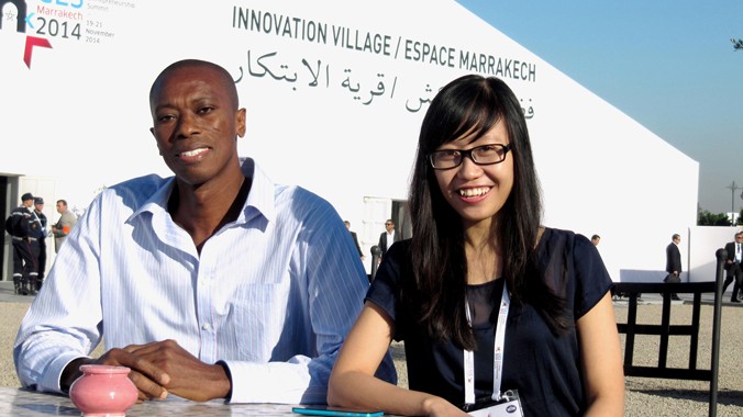 Tại Hội nghị doanh nhân trẻ toàn cầu 2014, Thùy Trang có cơ hội được gặp gỡ các doanh nhân, chính trị gia trên thế giới.
