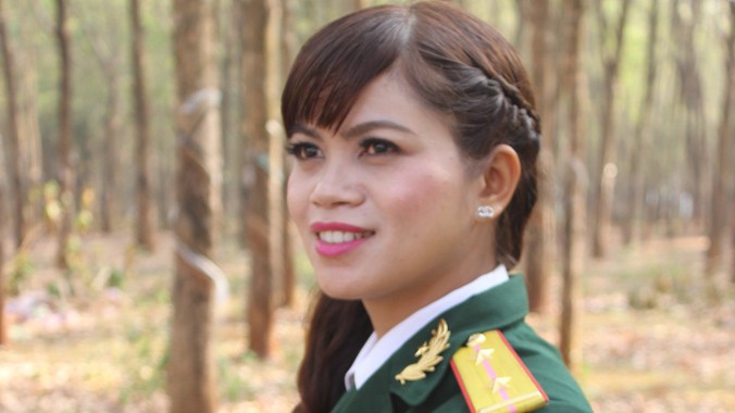 Trung úy Ksor Vanh - Bộ CHQS tỉnh Gia Lai. Ảnh: Nguyễn Minh.