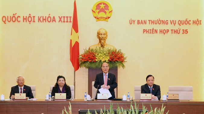 Chủ tịch Quốc hội Nguyễn Sinh Hùng nhấn mạnh, trưng cầu ý dân là cơ sở để Quốc hội quyết định nhiều vấn đề quan trọng. Ảnh: Nhan Sáng.