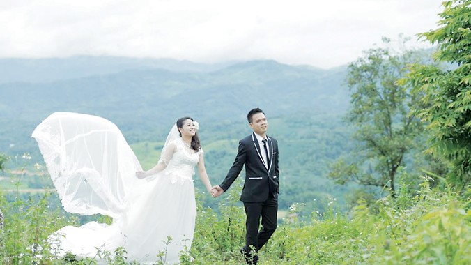 Ảnh cưới của vợ chồng kỹ sư Nhất - Hiền.
