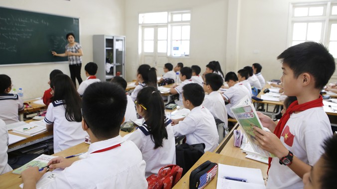 Học sinh lớp 6 Trường THCS Lương Thế Vinh trong một tiết học. Ảnh: Ngọc Châu.