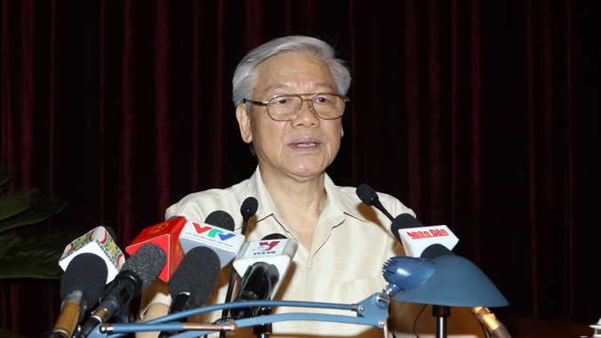 Tổng Bí thư Nguyễn Phú Trọng phát biểu tại Hội nghị ngày 28/5. Ảnh: Trí Dũng.