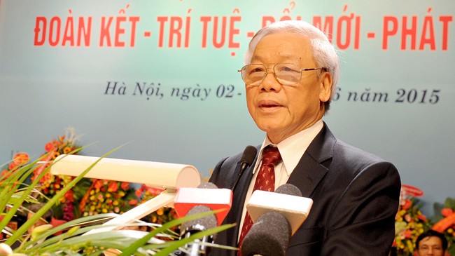 Tổng Bí thư Nguyễn Phú Trọng phát biểu tại Đại hội ngày 3/6. Ảnh: Như Ý.