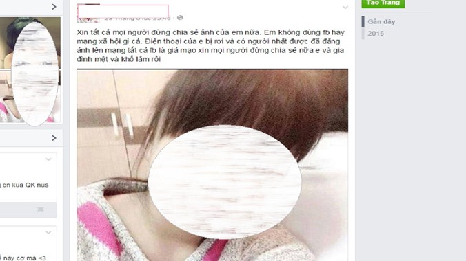 Cô bé 11 tuổi đăng status cầu xin dân mạng ngừng chia sẻ hình ảnh trên mạng xã hội Facebook.