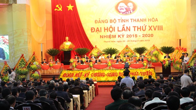 Đại hội Đảng bộ tỉnh Thanh Hóa lần thứ XVIII (nhiệm kỳ 2015-2020). Ảnh: Hoàng Lam.