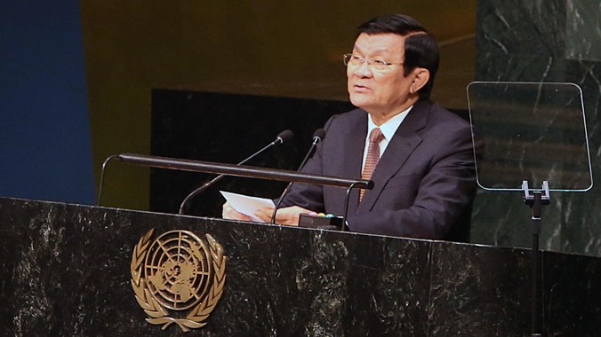 Chủ tịch nước Trương Tấn Sang phát biểu tại phiên khai mạc Hội nghị Thượng đỉnh LHQ.